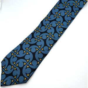 Premier Ed. Kuppenheimer 100% Silk Tie Vtg Geometric Abstract Pattern Vtg Blue